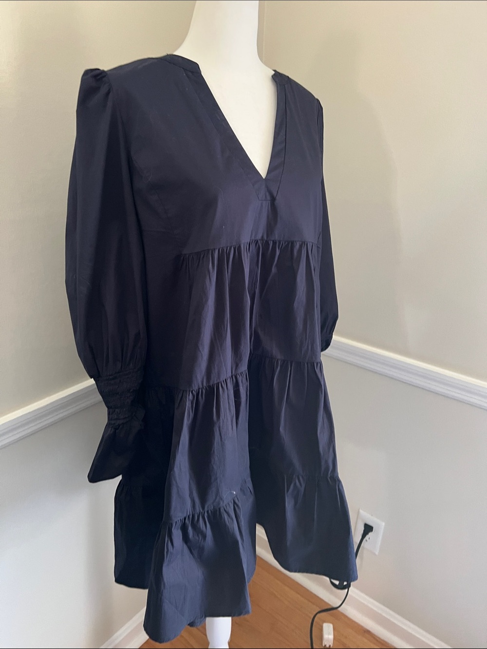 Pomander Place Navy Tiered Mini Dress